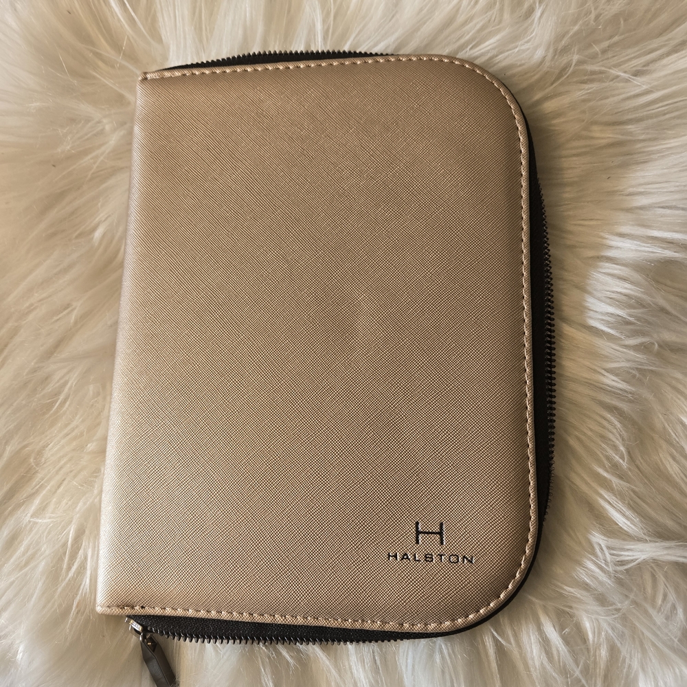 H by Halston Gold Zip-Around Wallet Jewelry Travel Organizer Case